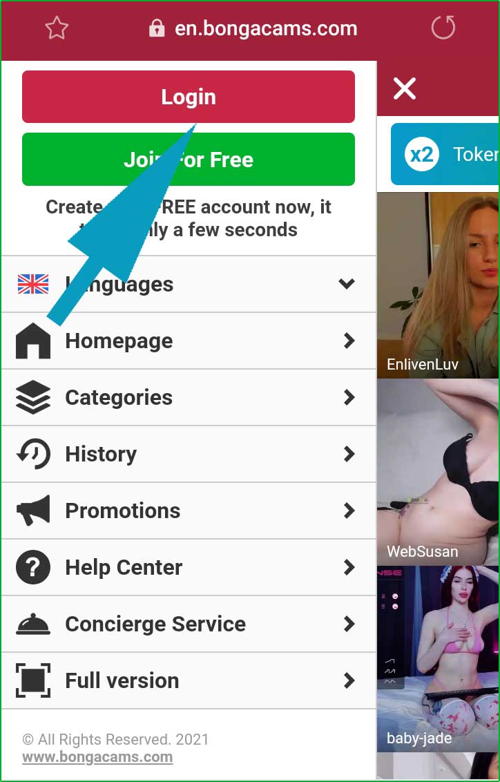 BongaCams Mobile Login