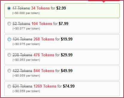 BongaCams token packages