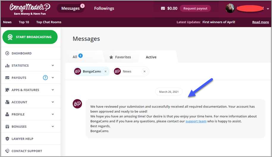 BongaModels Completing models profile