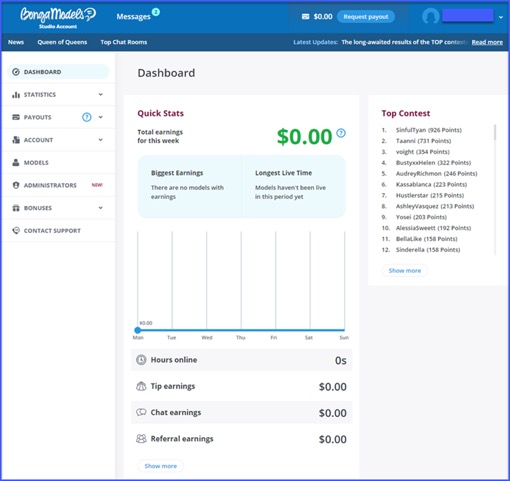 BongaModels Completing Studio Profile