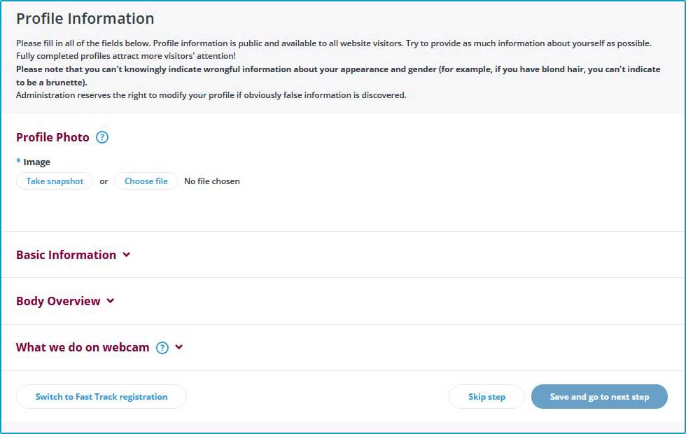 BongaModels Profile Information