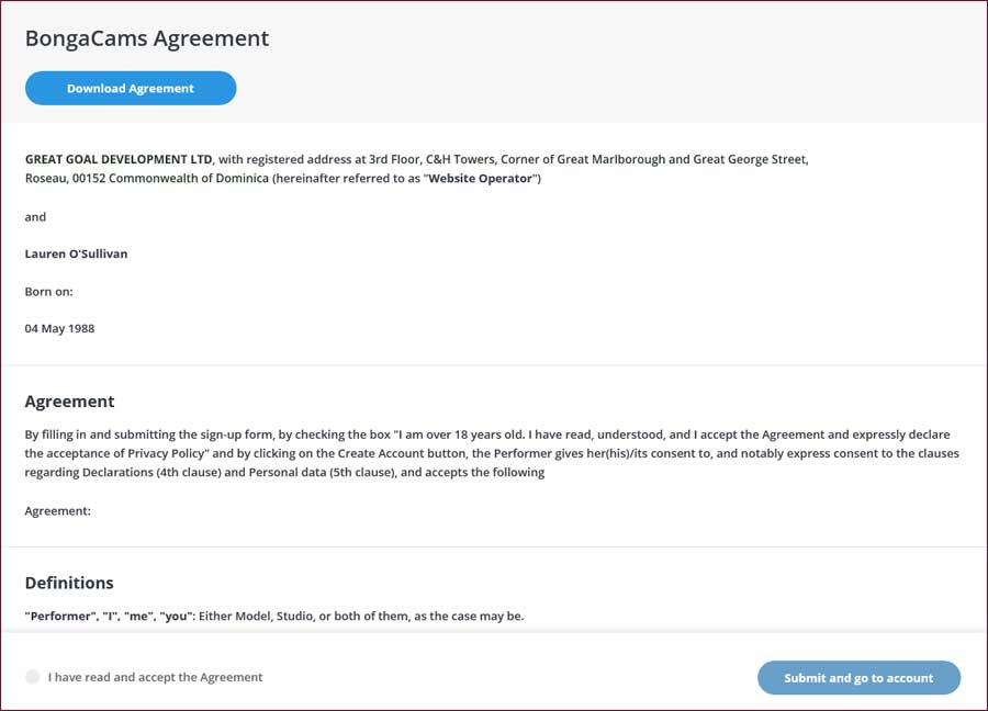 BongaModels Agreement