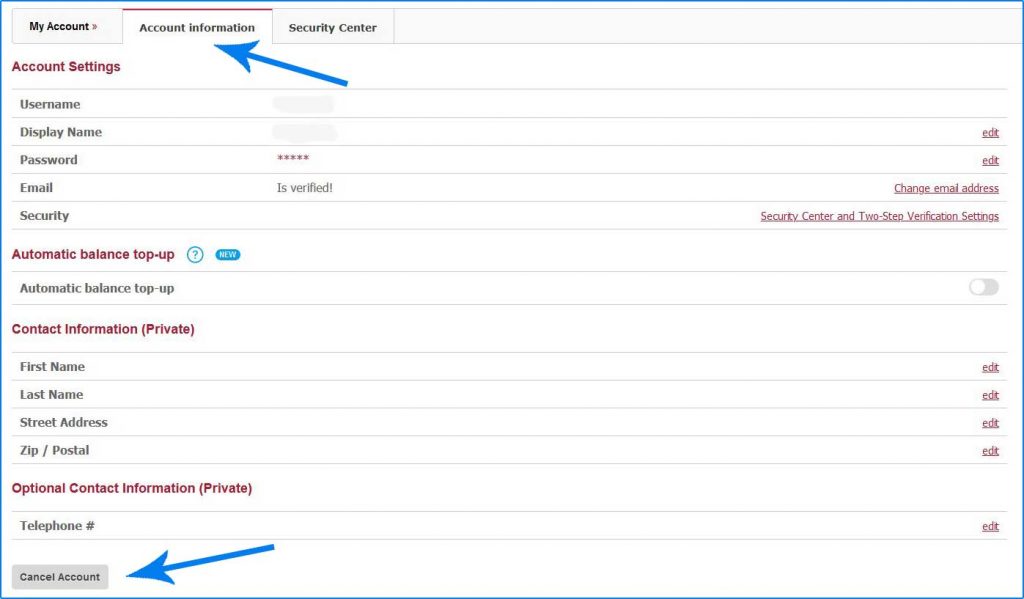 BongaCams Account info