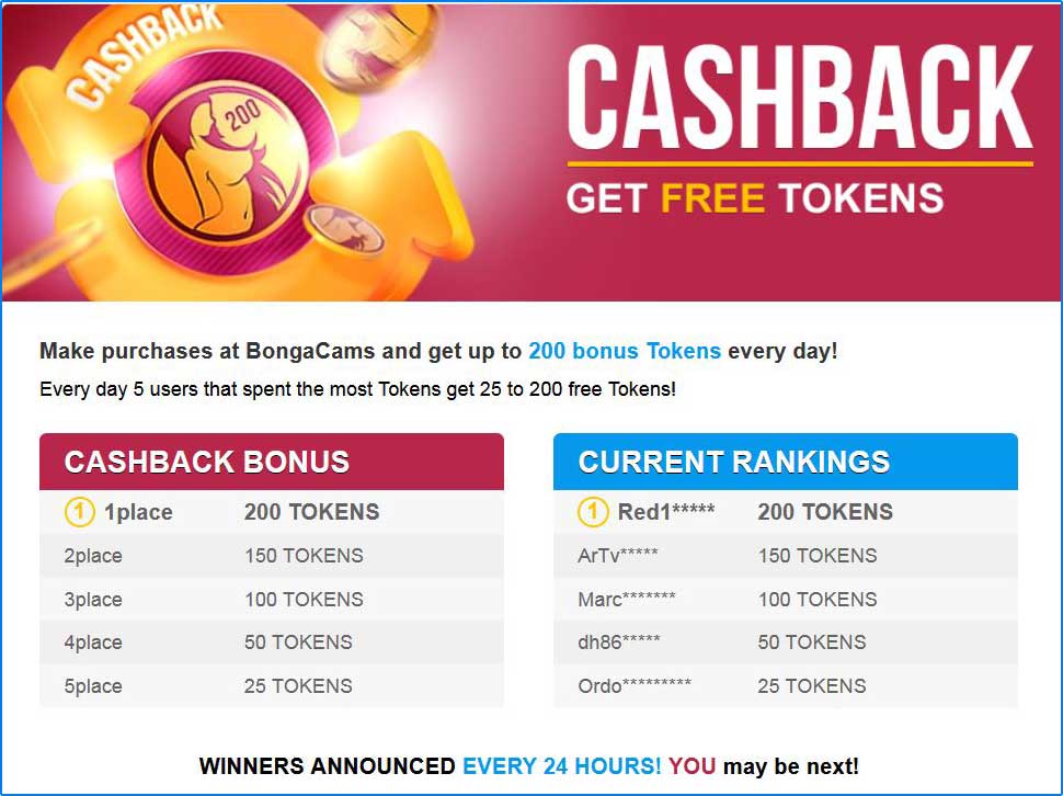 BongaCams cashback offer
