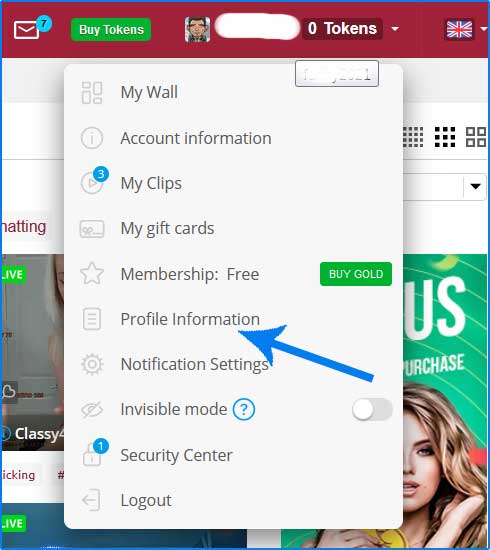 BongaCams account profile information