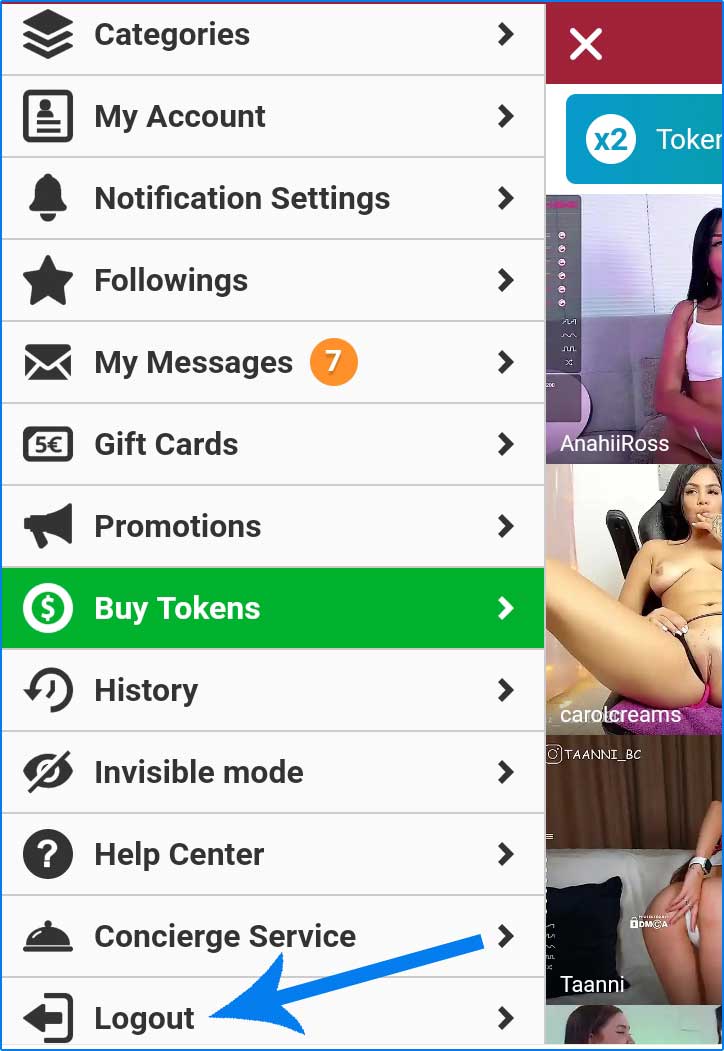 BongaModels Logout Mobile